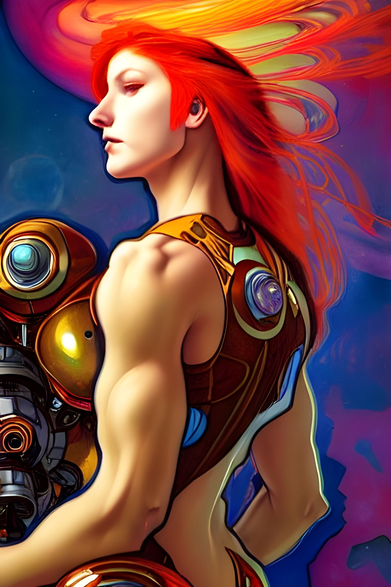 Samus Aran as Art Nouveau Goddess in Power Armor