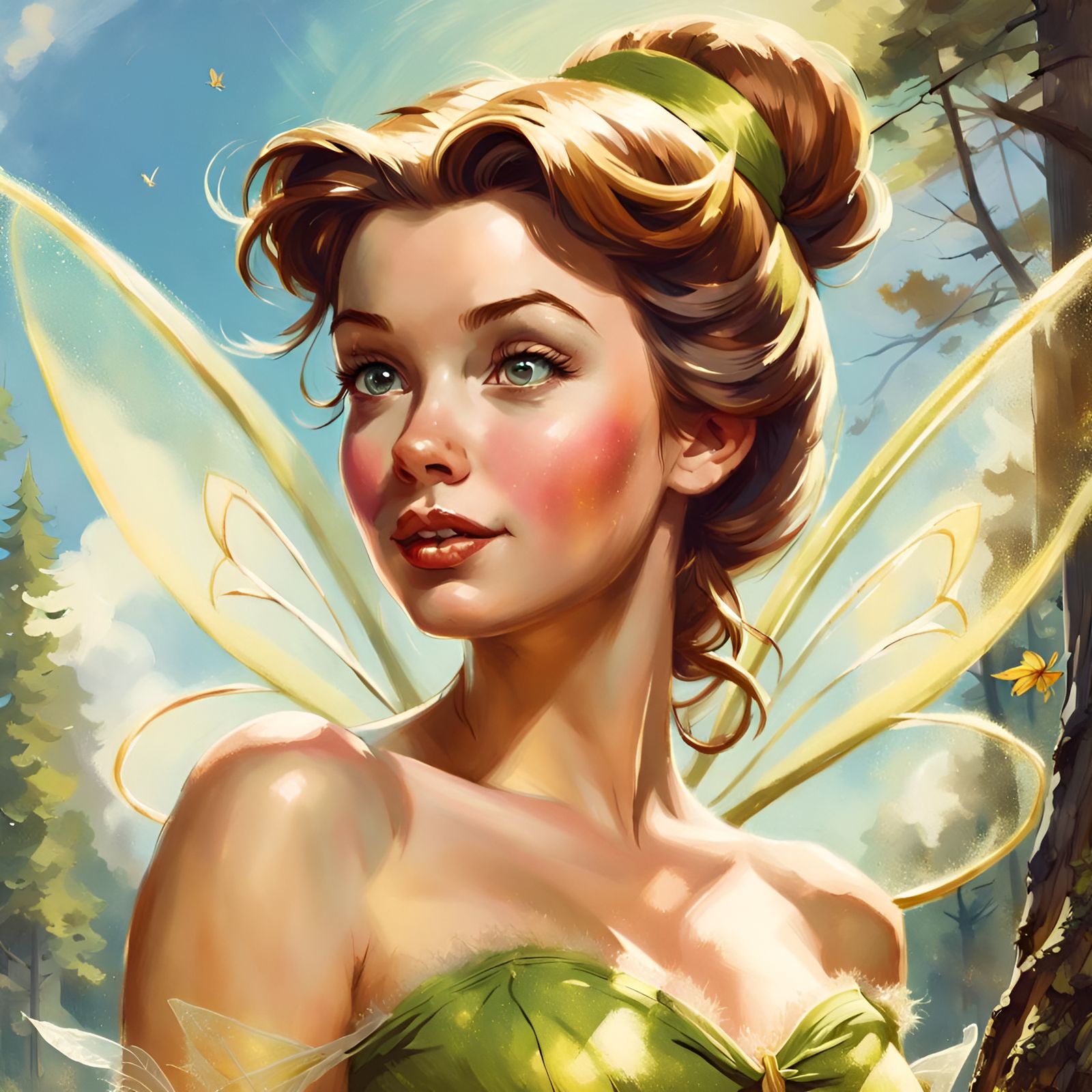 Princess Belle as Tinkerbell: Digital Art Portrait