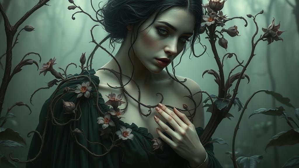 Mystical Woman Merges with Carnivorous Plants in Haunting, G...