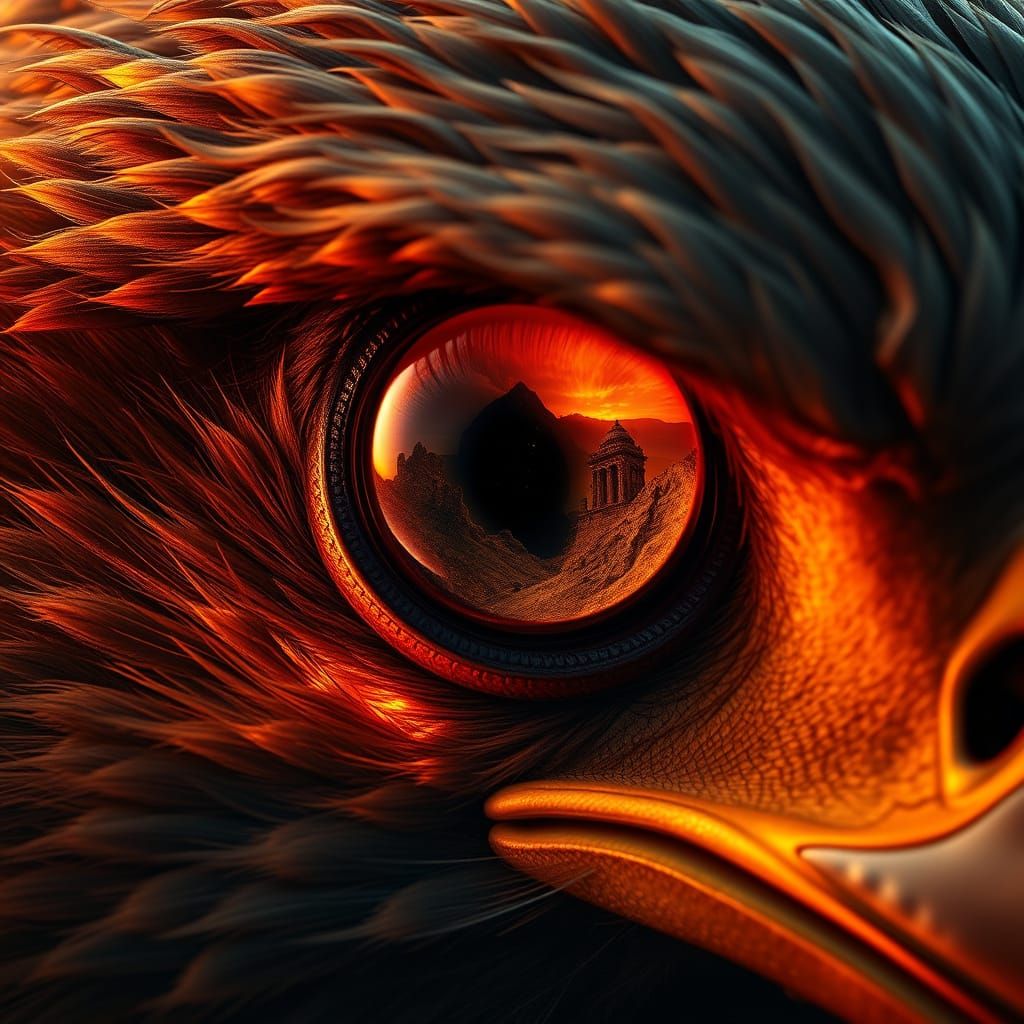 Ancient Eagle Eye with Molten Gold Gaze