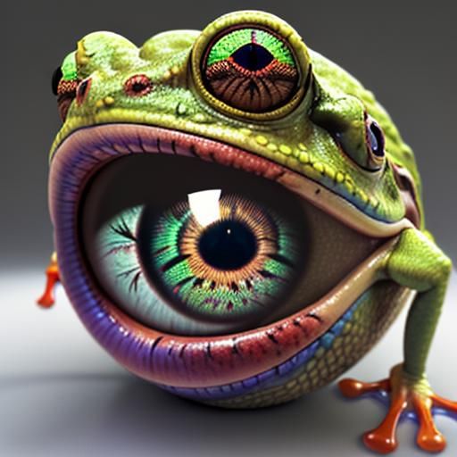 Tree Frog in Eyeball: Detailed 3D Render
