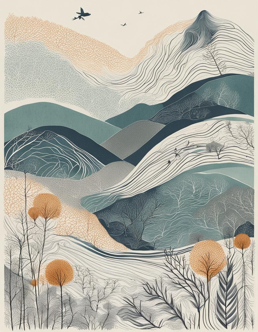 Minimalist Print: Lines and Nature in Harmony