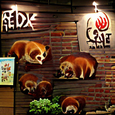 Red Panda Enjoying Coffee at Cozy Cafe