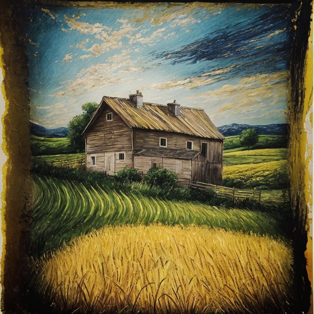 Golden Wheat Fields: Detailed Oil Painting