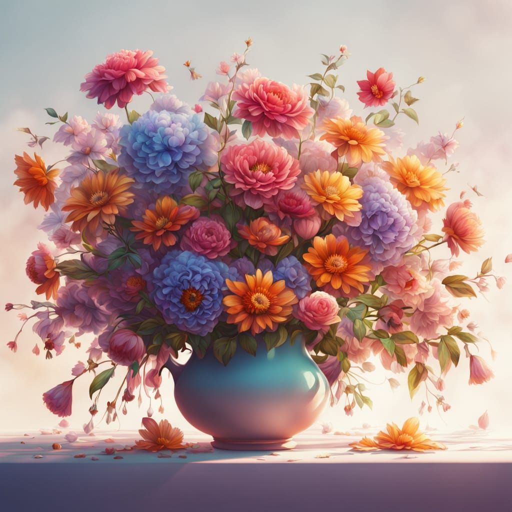 Surreal Floral Wonderland in Vibrant Colors