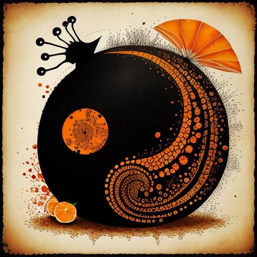 Orange Snail with Oranges in Surreal Style