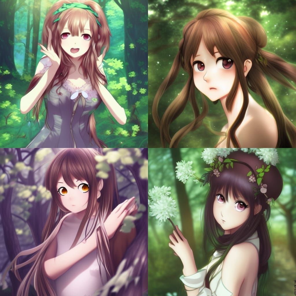 Anime Style Forest Girl Art
