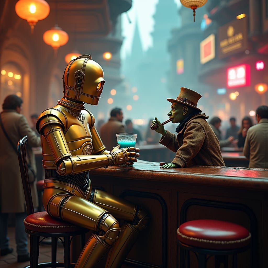 C-3PO and Leprechaun at Galactic Bar