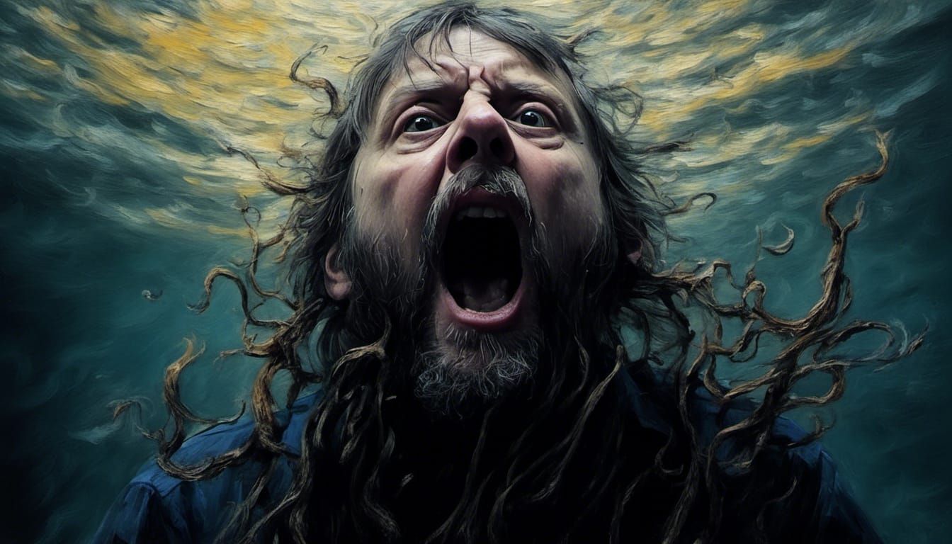 Maelstrom of Anxiety: A Dark Impasto Painting