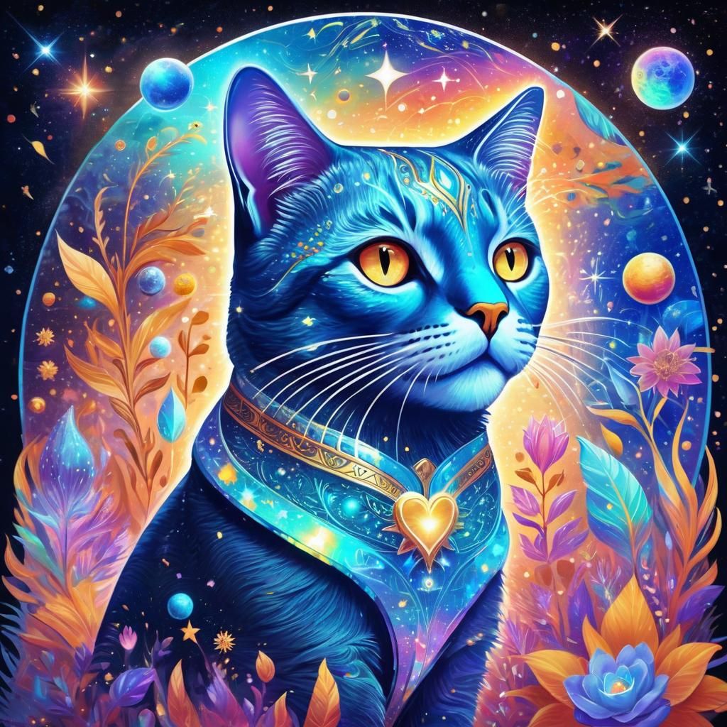 Holographic Cosmic Art in Pablo Amaringo Style