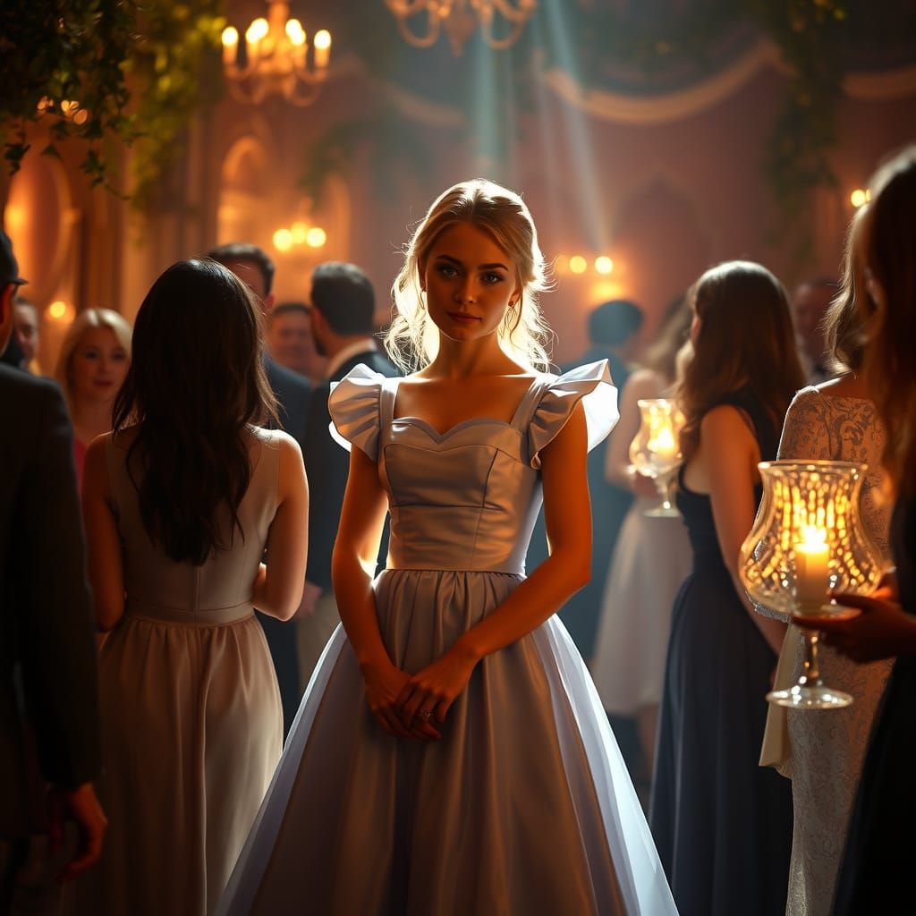 Alice in Golden Light, Elegant Evening Gathering