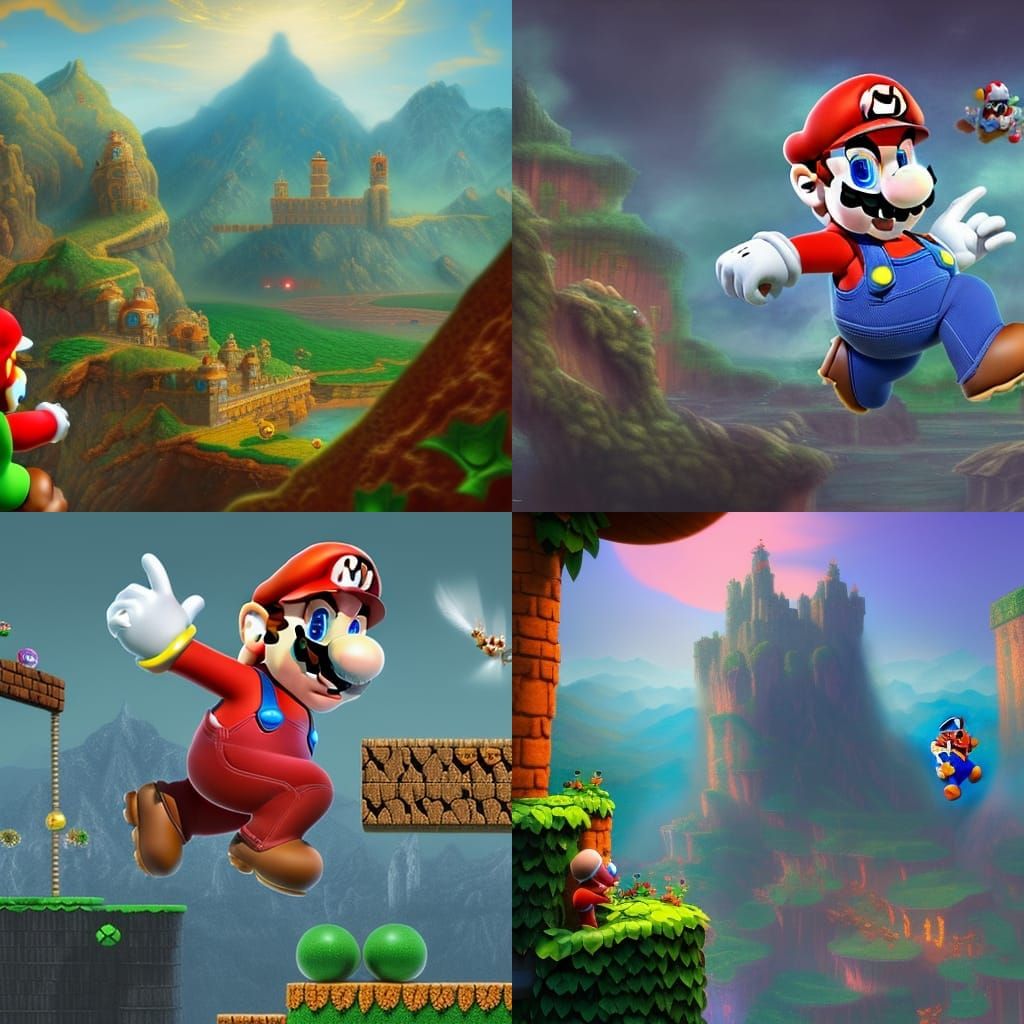 Detailed Matte Painting of Super Mario