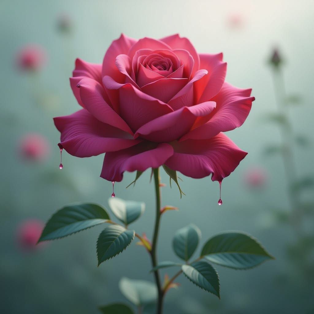 Blood Rose in Mystical Digital Surrealism