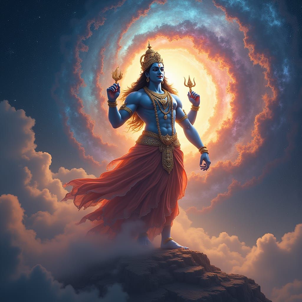 Lord Vishnu in the Cosmos: A Digital Masterpiece