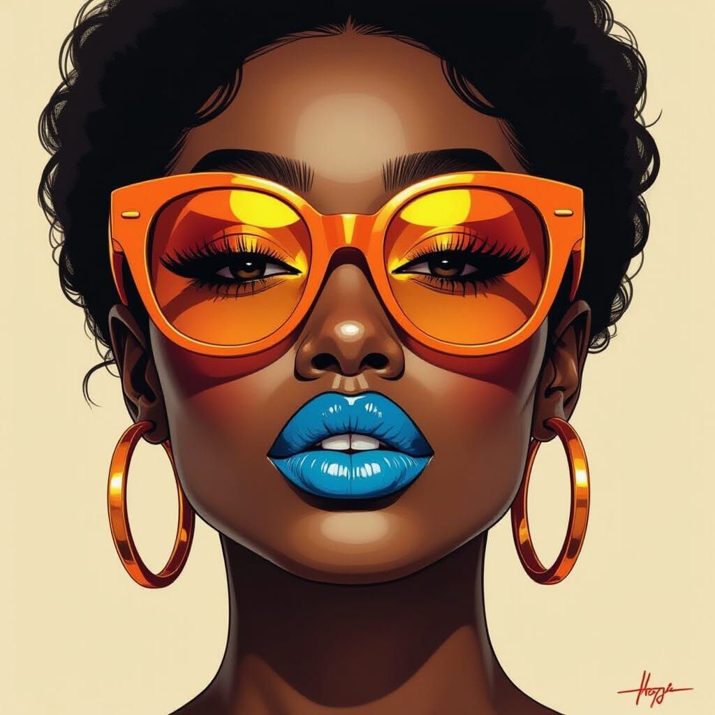 Abstract Portrait with Sunglasses in Bold Style
