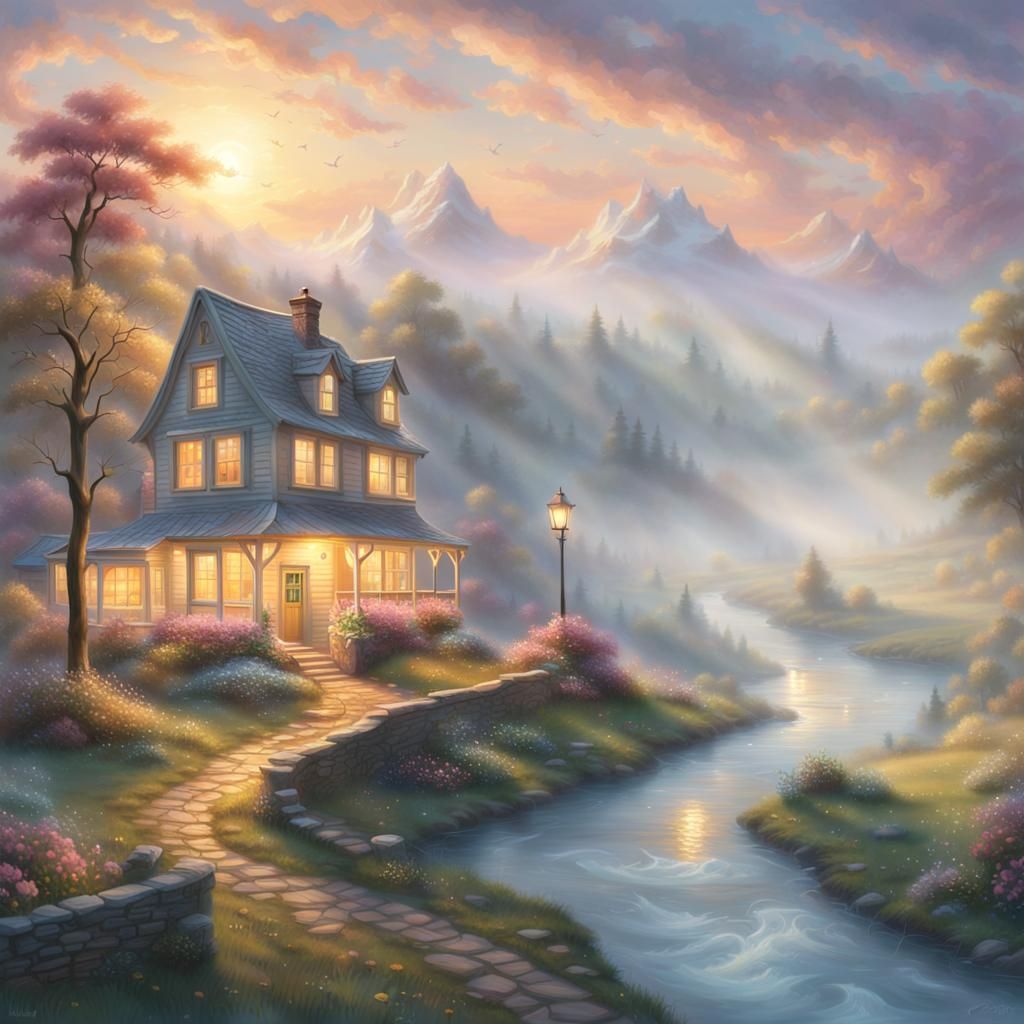 Glowing Smartwatch in Ethereal Fantasy Landscape