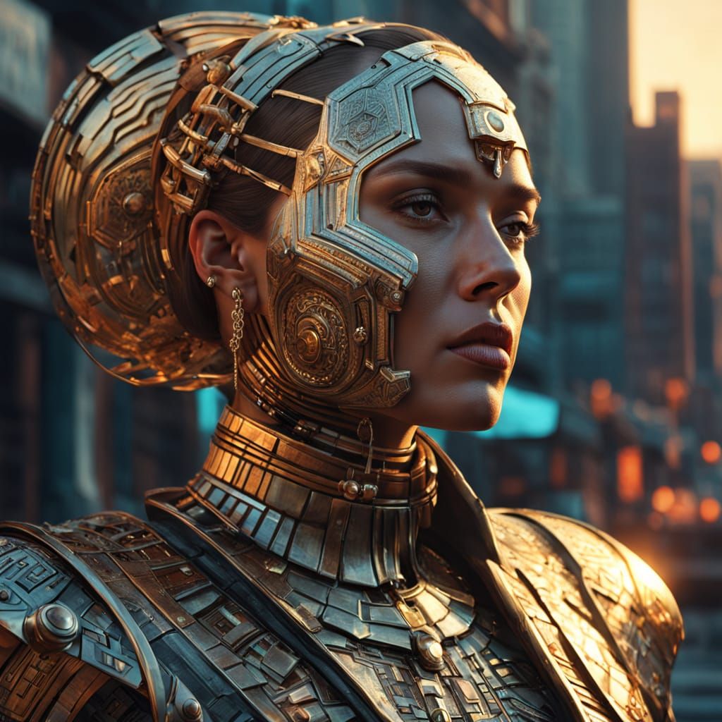 Futuristic Woman in Hyperrealistic Fantasy Art