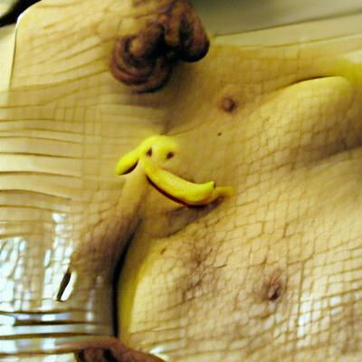 Ashamed Smiling Banana Without Peel