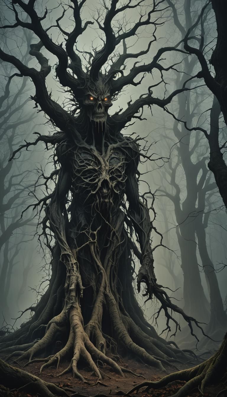 Menacing Night Creature in Dark Surrealism Style