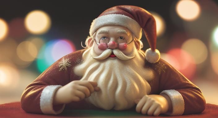 Funny Old Toy Santa in Hyperrealistic Style