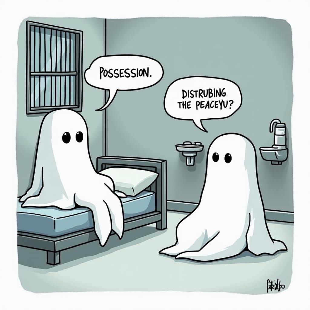 Ghosts Discussing Prison Sentences in Modern Comic