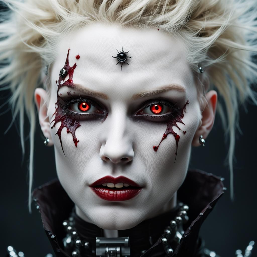 Cyborg Witch Portrait in Steampunk Laboratory