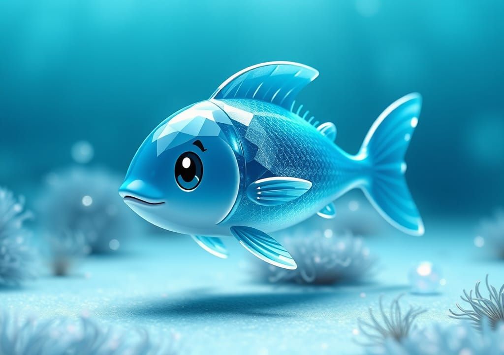 Icy Blue Codfish Pokémon in 3D