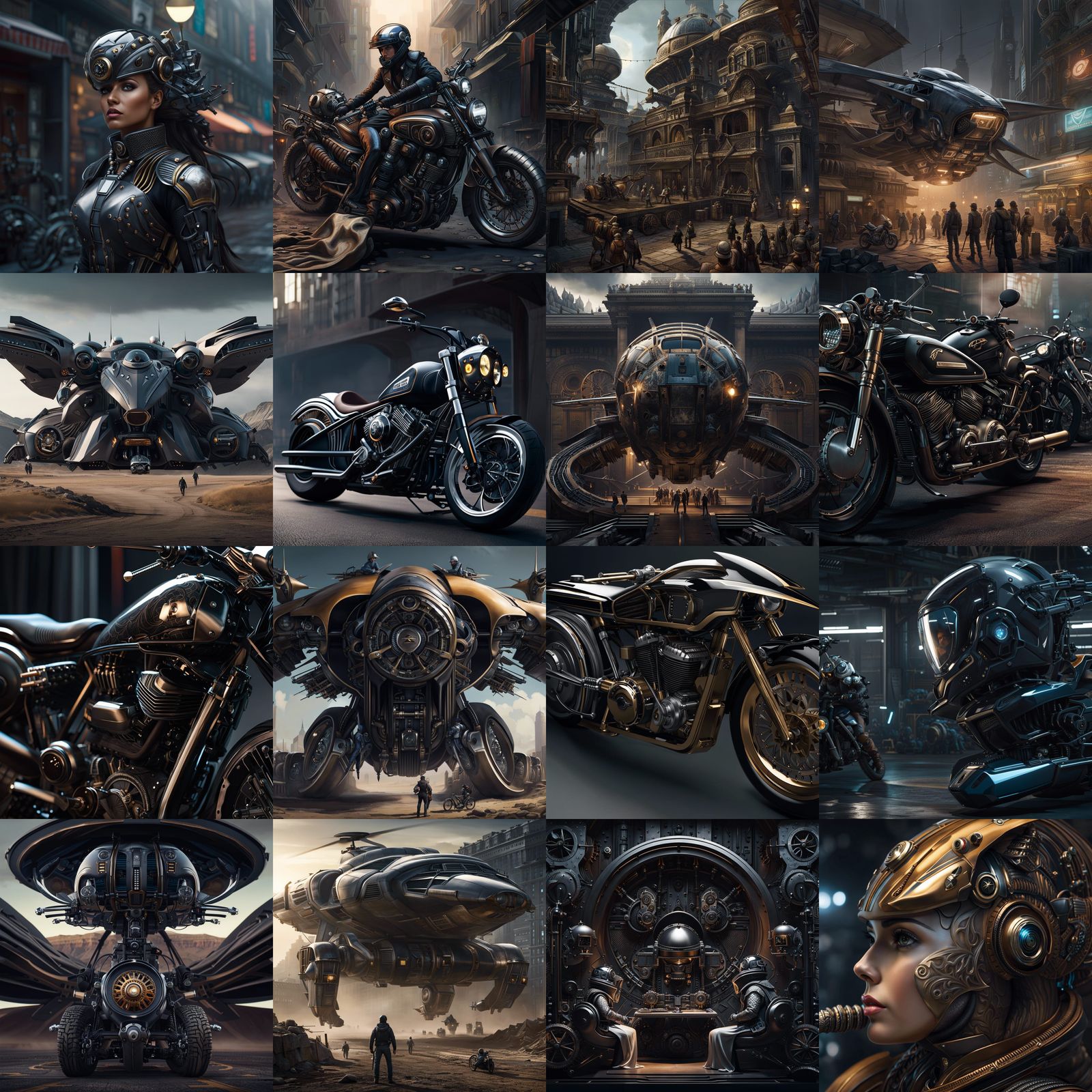 Post-Apocalyptic AI Confrontation on Chopper Motorcycle
