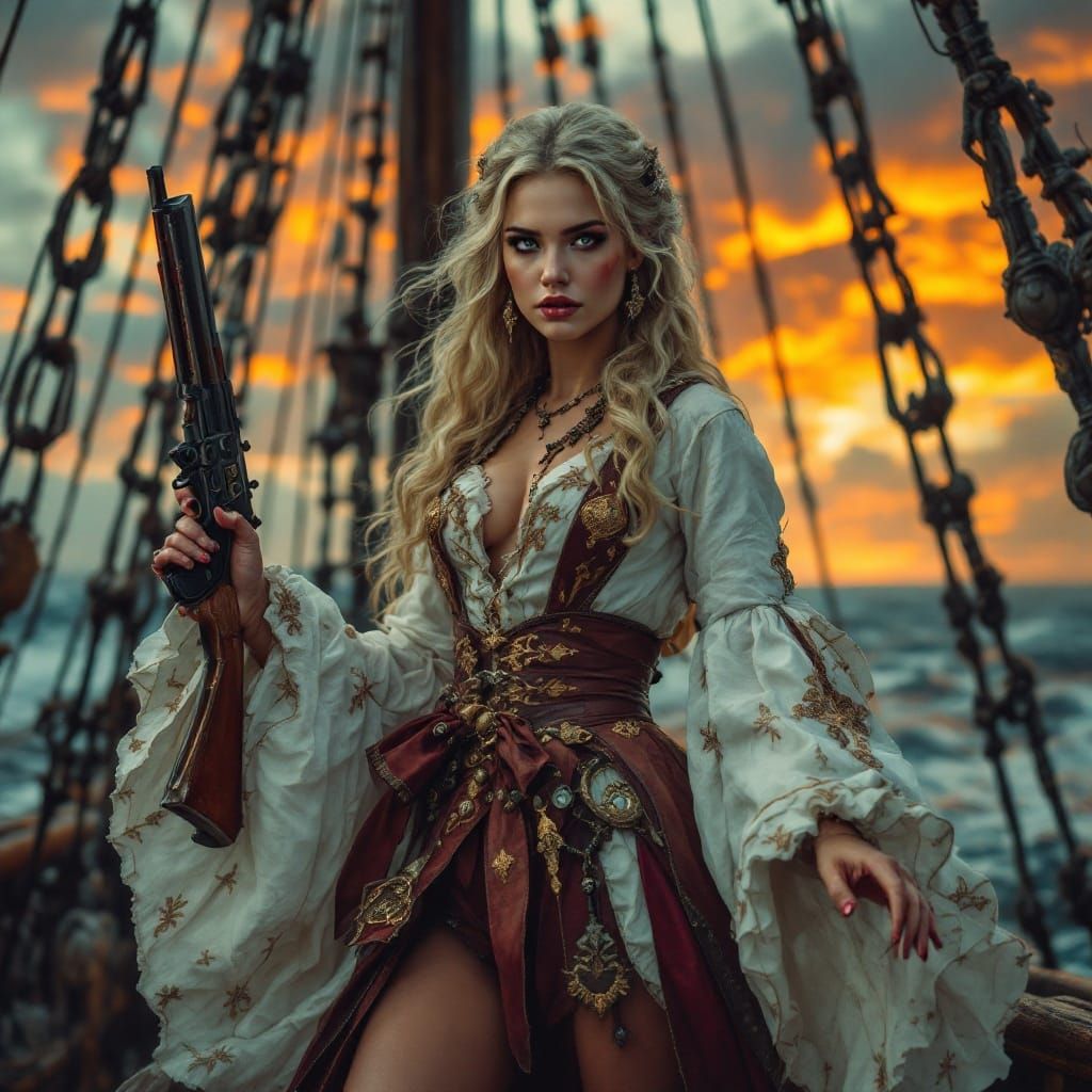 Regal Pirate Queen in 18th Century Finery