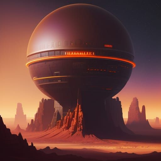 Futuristic Martian City: Sci-Fi Digital Painting