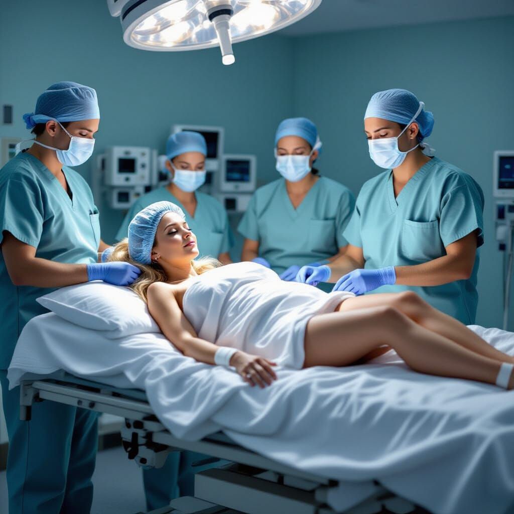 Surgical Scene in Style of Medical Illustration