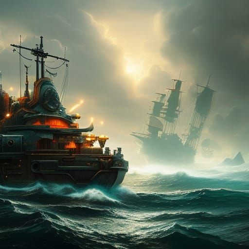 Captain Nemo's Submarine: Steampunk Underwater Fantasy