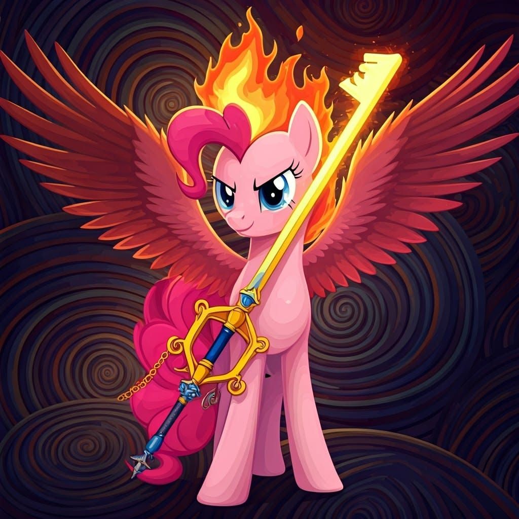 Ethereal Fire Mage Pony Wields Shimmering Keyblade
