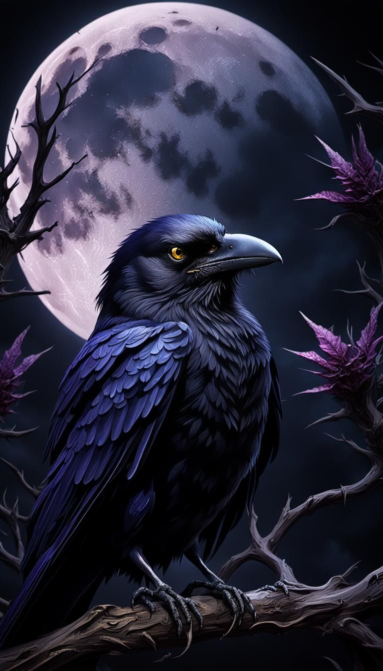Eerie Crow Portrait in Dark Fantasy Style