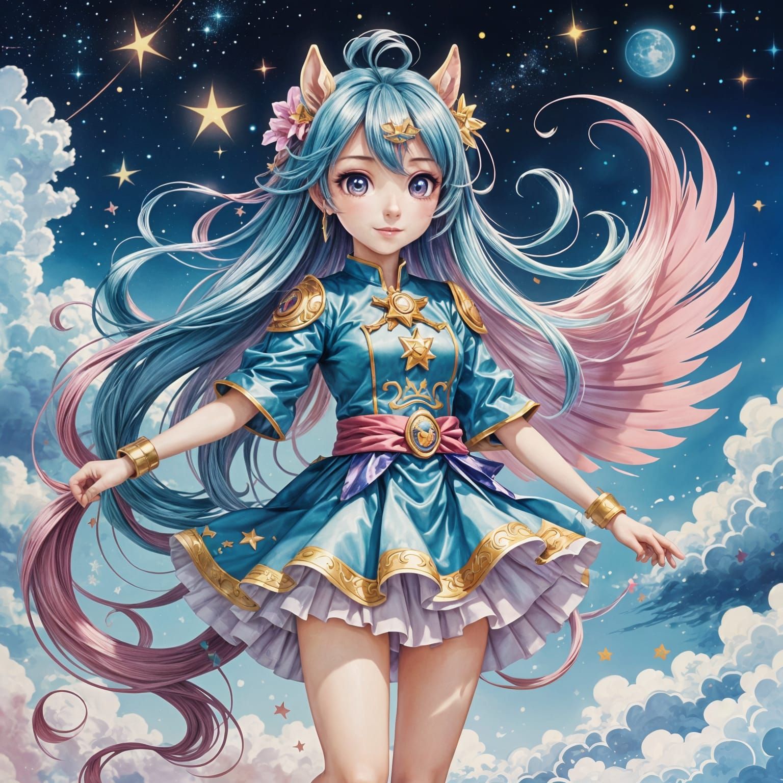 Pastel Pony Goddess with Fluffy Mane and Tail