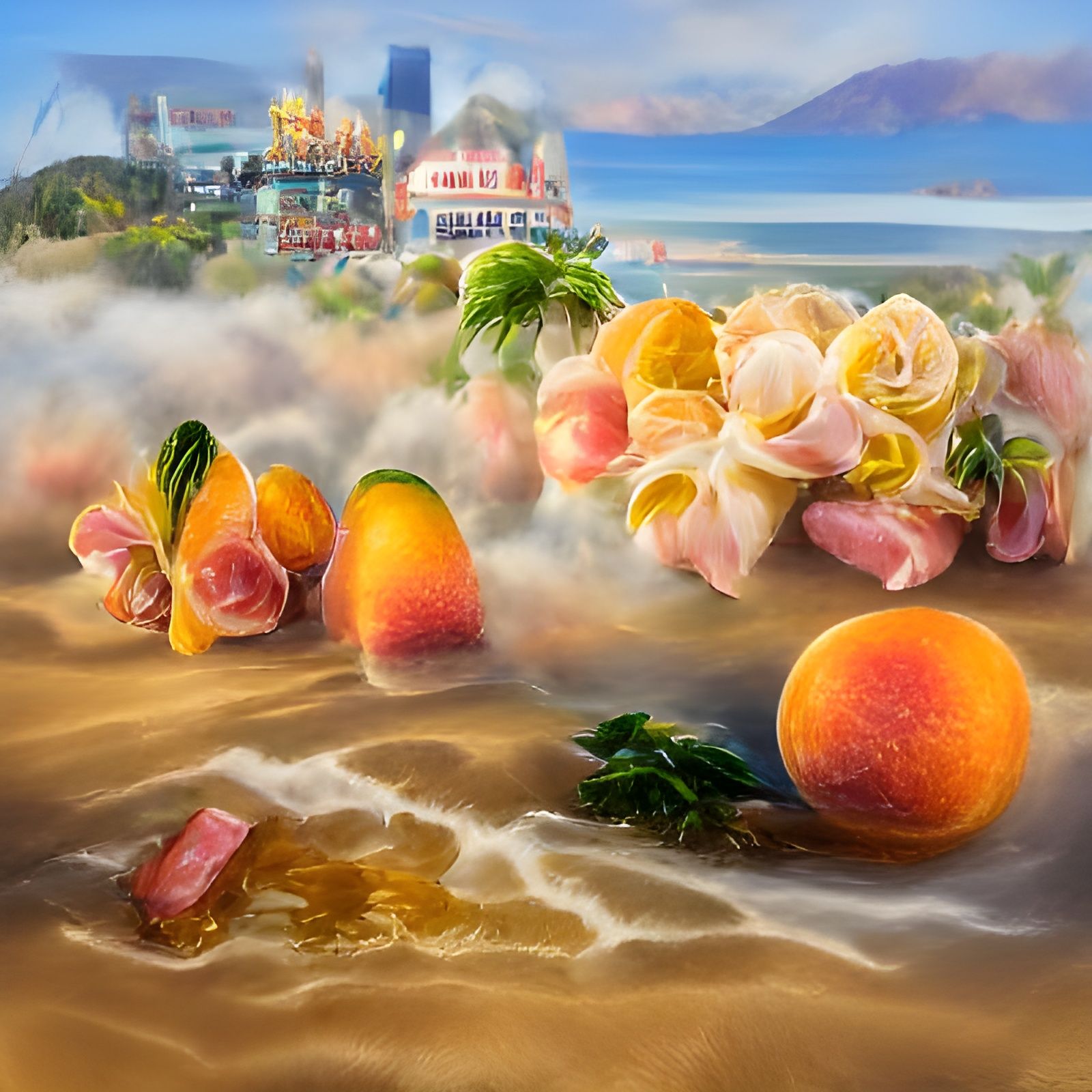 California Beach in Kinkade Style
