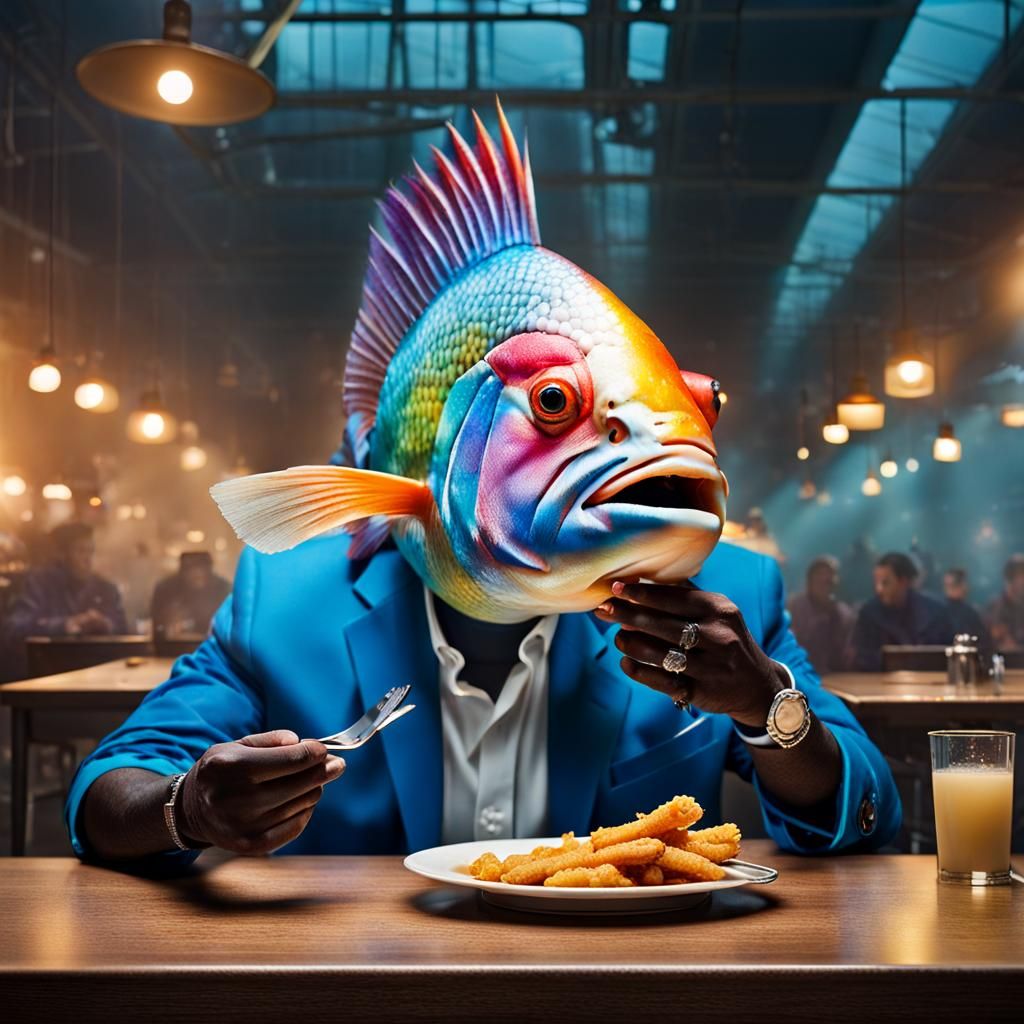 Gay Fish as Kanye West Eating Fish Sticks