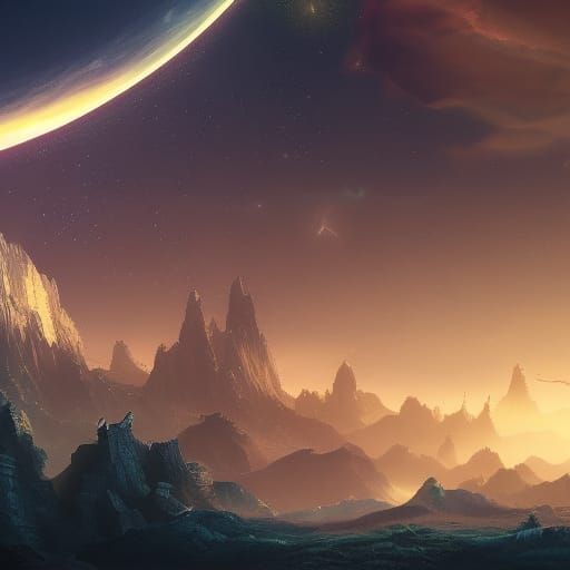 Fantastical Night Sky Matte Painting in Deep Color