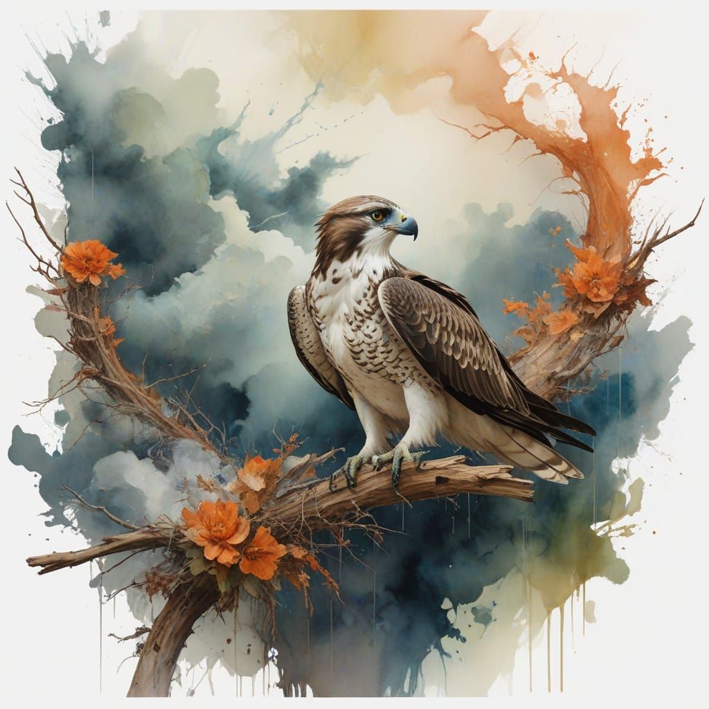 Osprey Soaring Through Stormy Sky: Enchanted Canvas