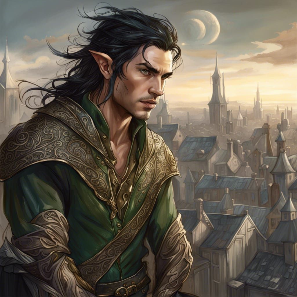 Elven Rogue Portrait in Ornate Fantasy Style