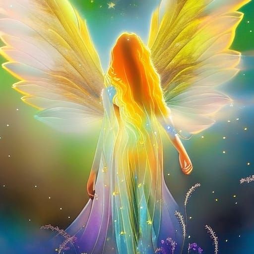 Fairy in Dandelion Dreamscape: Watercolor Abstract Art