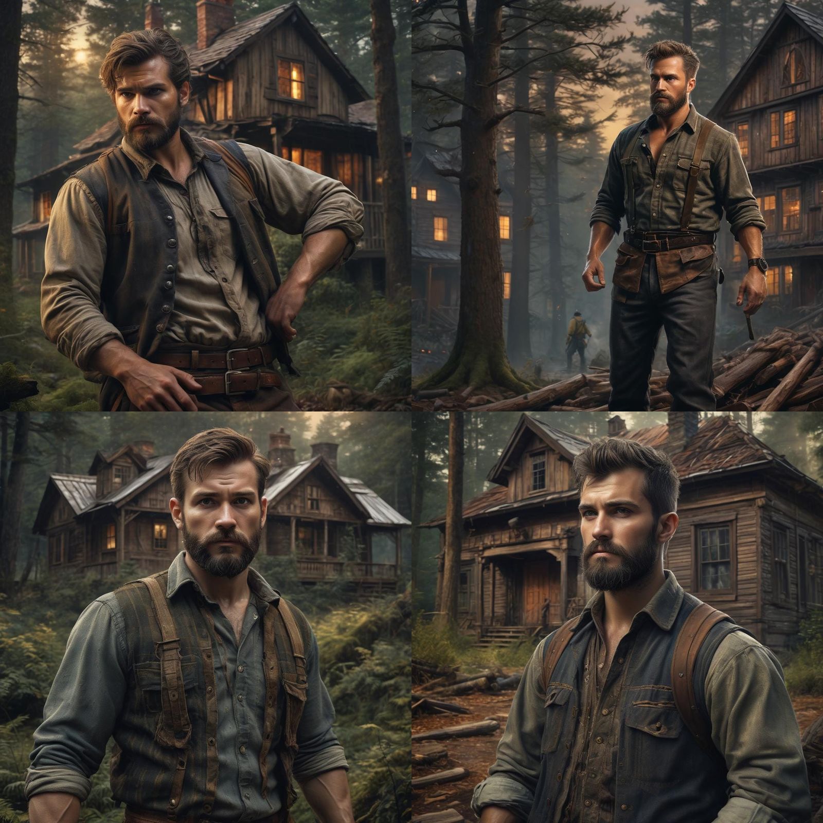 Handsome Lumberjack Portrait in Oil Paint Style