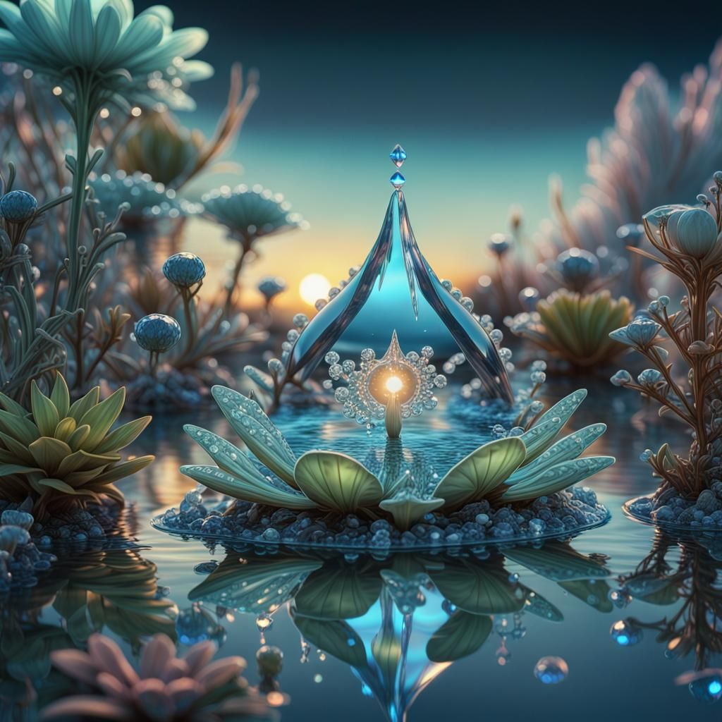 Bioluminescent Diamond Flower in Retro Vaporwave Style