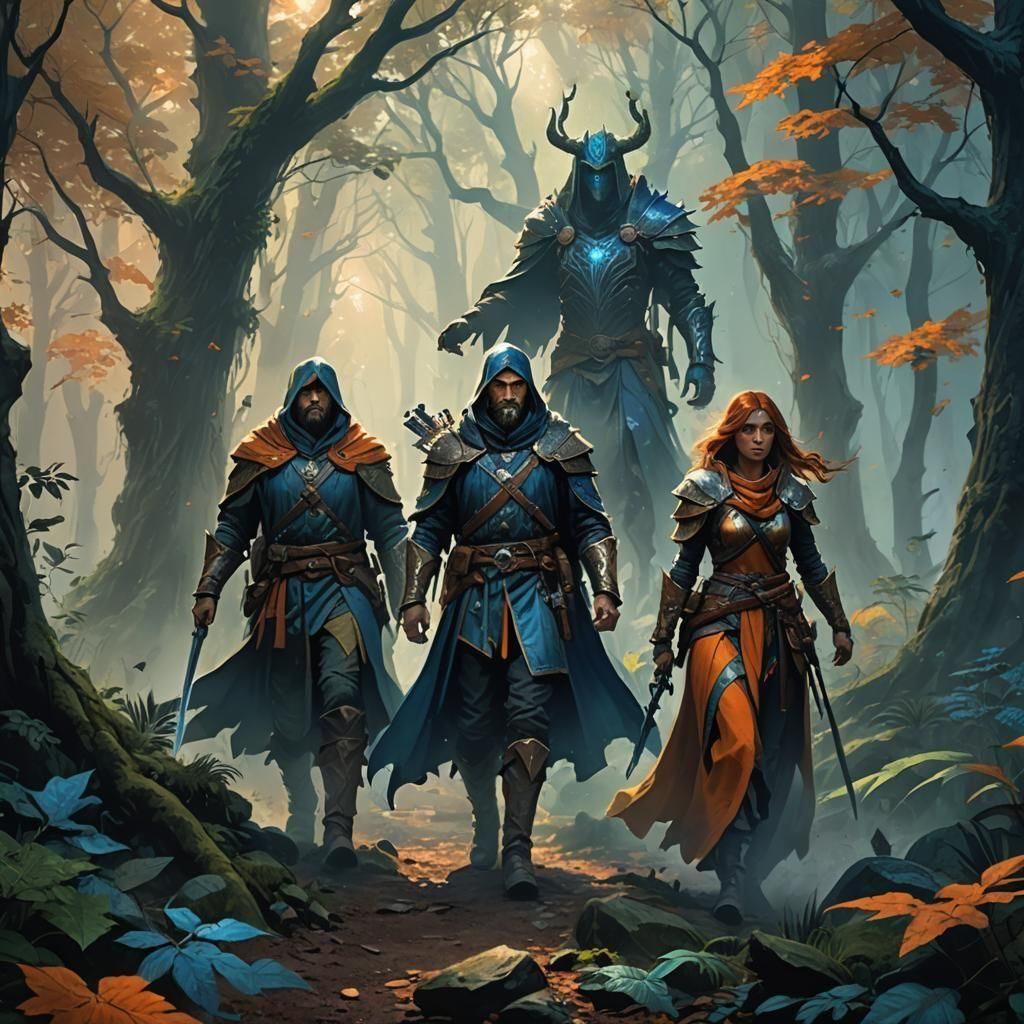 D&D Wizard Leads Party Through Forest