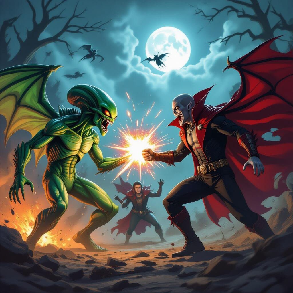 Aliens Battle Vampires in Epic Sci-Fi Confrontation