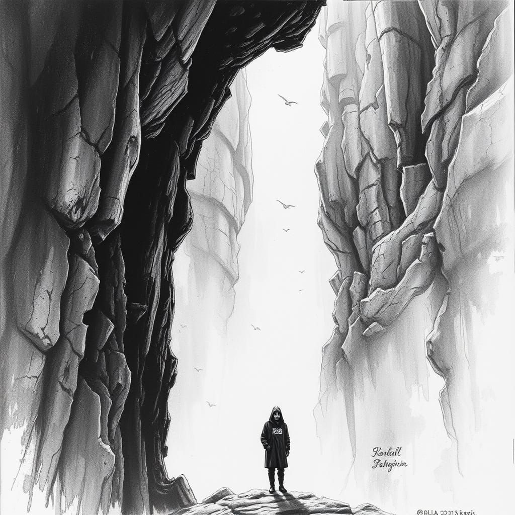 Detailed Charcoal Illustration with Expressive Textures