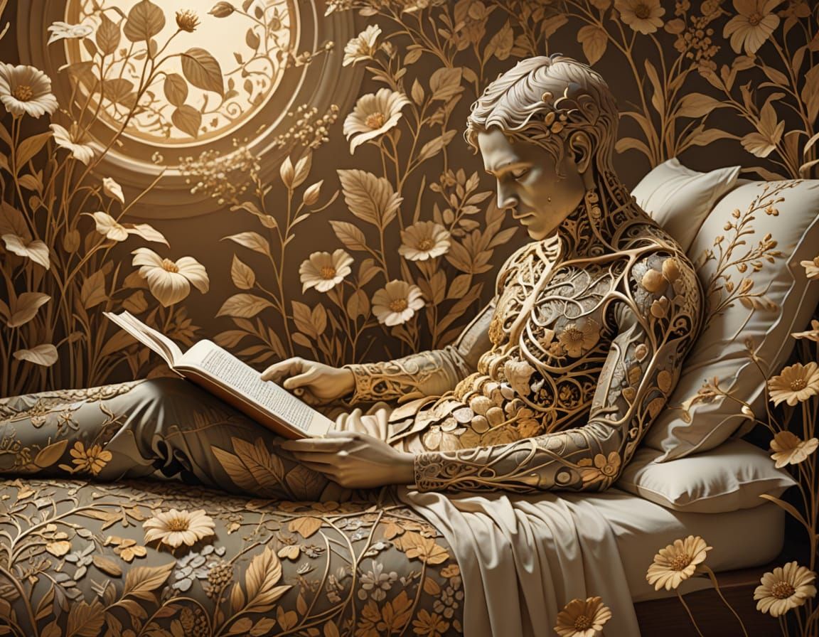 Anatomical Botanical Art: Figure Reading in Golden Light