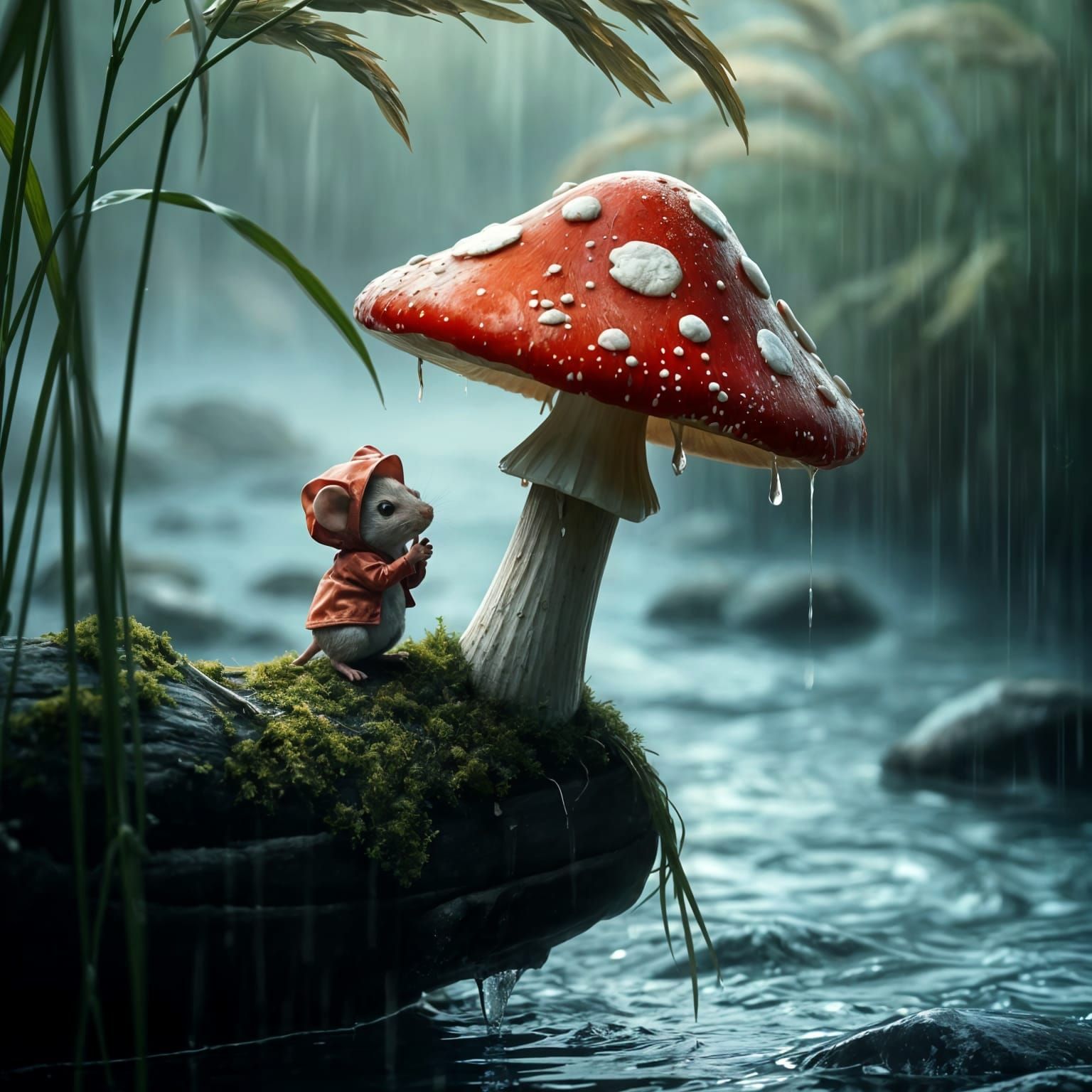 Whimsical Mushroom Haven in Hyperrealistic Style