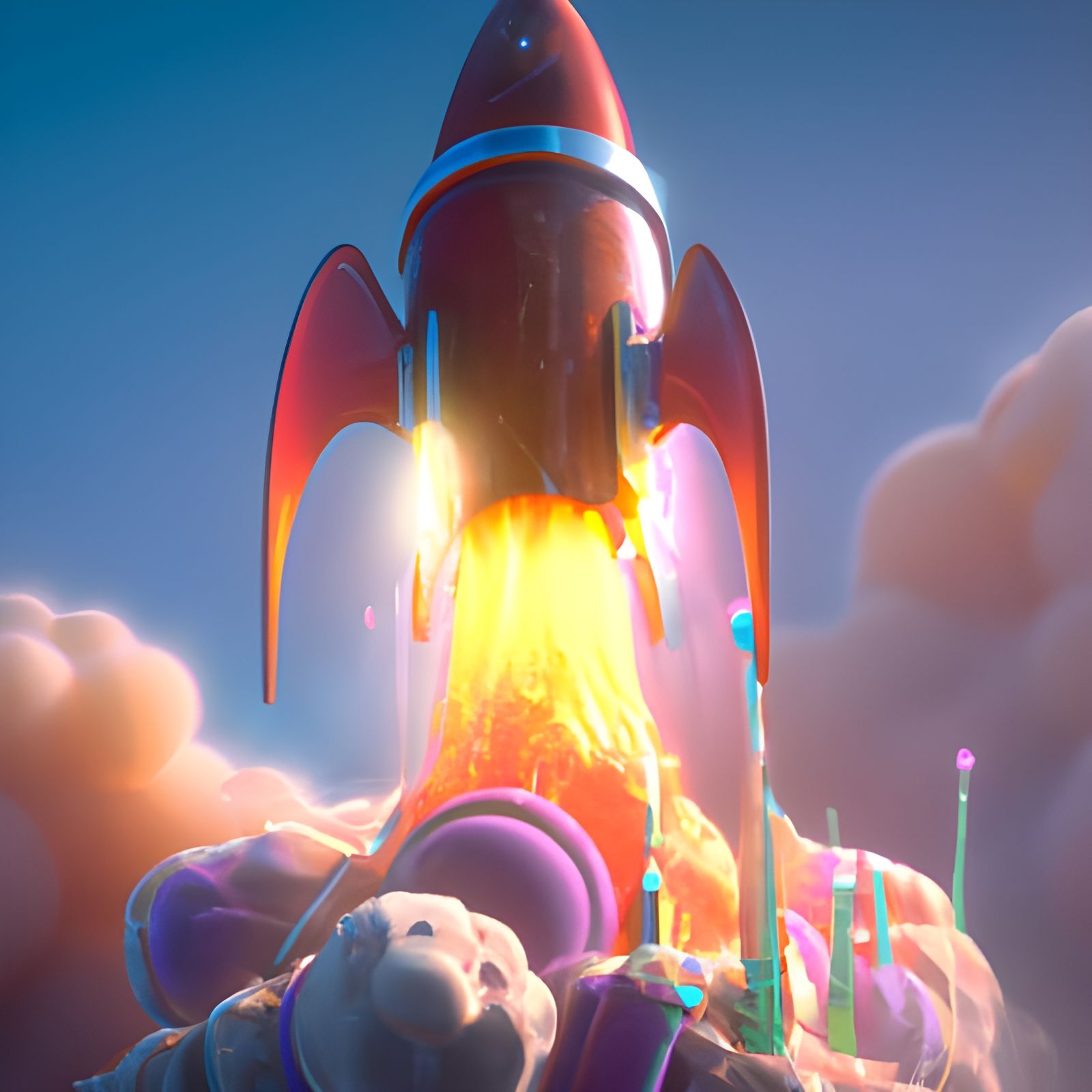 Rocket Explosion: Detailed Matte Painting