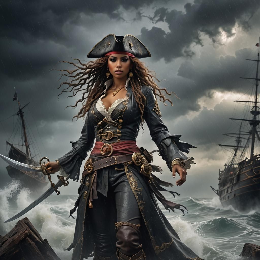 Middle Eastern Pirate in Stormy Weather: Cinematic Octane Re...